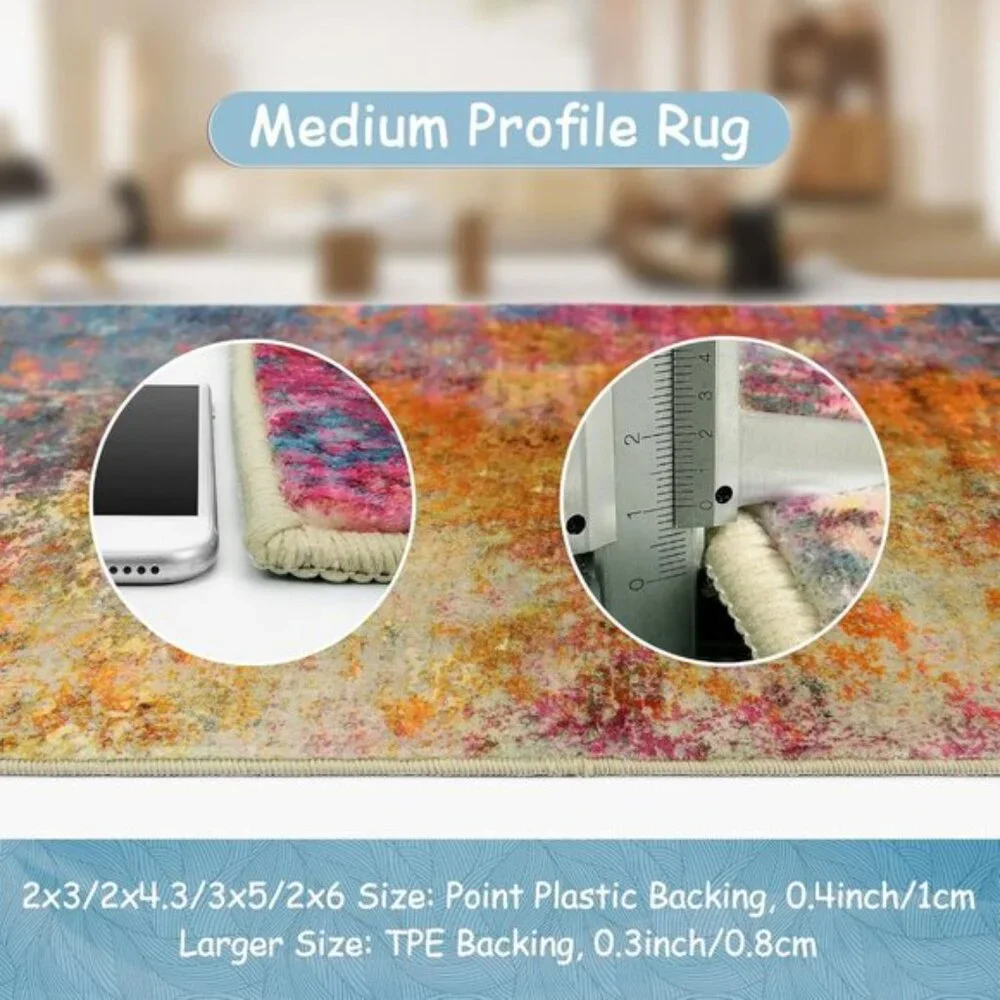 3x5 Modern Abstract Area Rug, Washable Colorful Non-Slip Carpet for Home & Room
